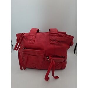 Tosca Blu Buttery Soft Red Lamb Skin Leather Satchel Frame Zipper Closure Bag